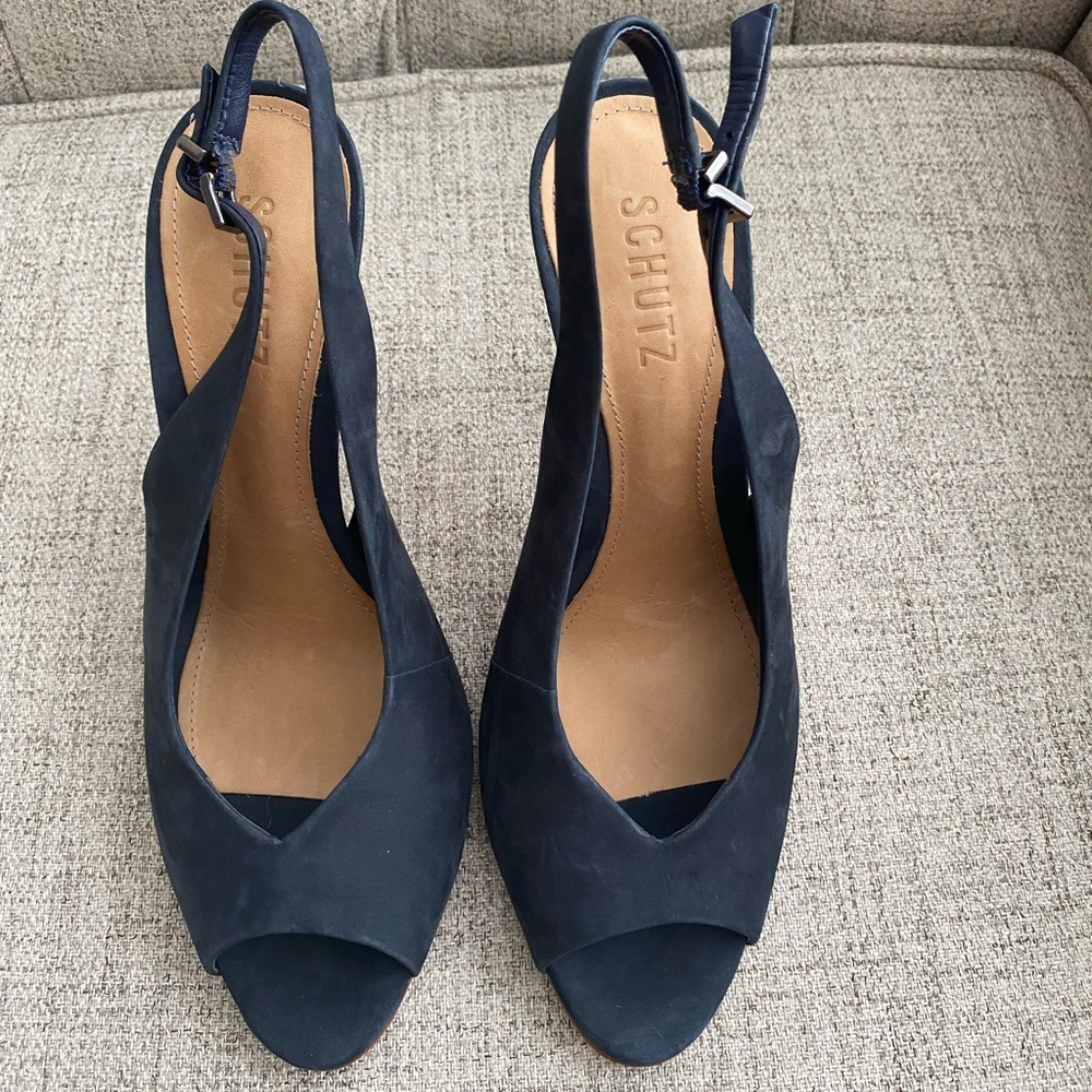 Schutz Size 9 Navy Blue Heels,